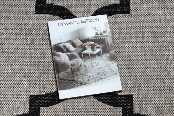 Covor sisal Floorlux 20608 marocani trellis argintiu si negru