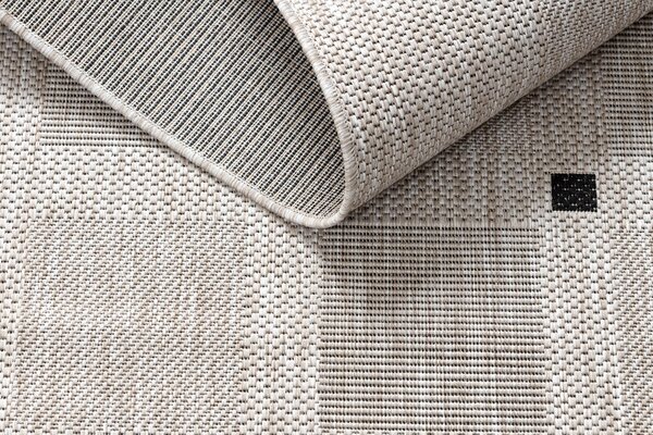 Covor sisal Floorlux 20079 Pătrat argintiu si negru