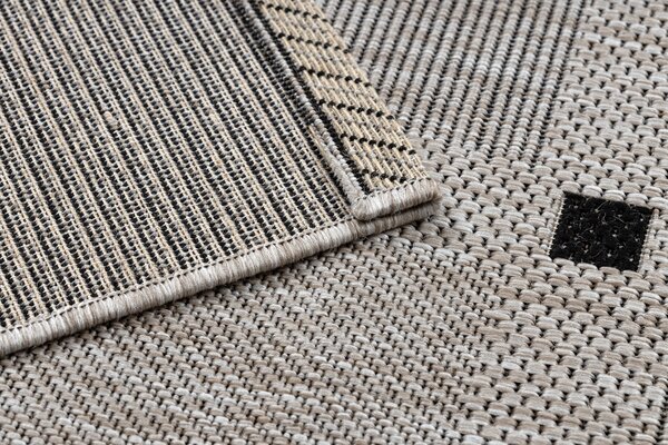Covor sisal Floorlux 20079 Pătrat argintiu si negru