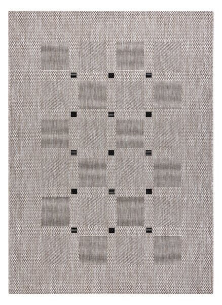 Covor sisal Floorlux 20079 Pătrat argintiu si negru