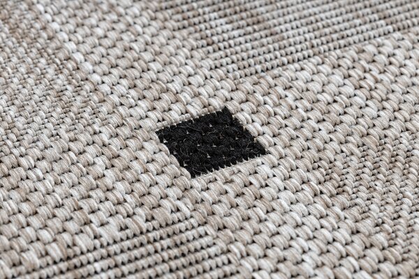 Covor sisal Floorlux 20079 Pătrat argintiu si negru