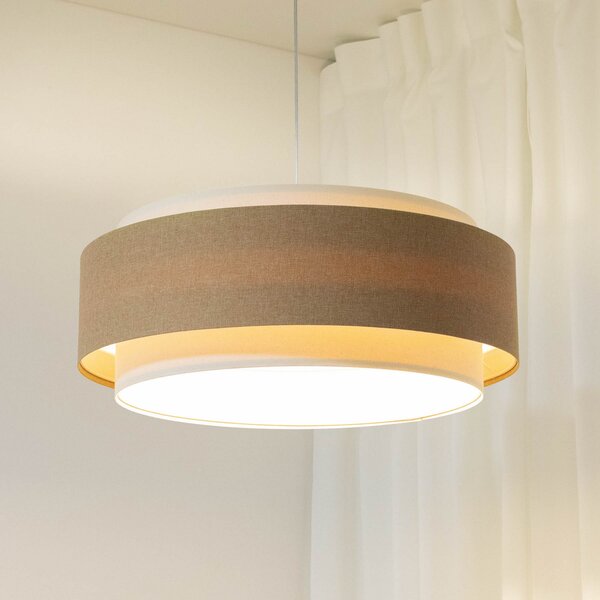Maco Design Lampă suspendată Boho Elegant, bej/crem, Ø 60 cm, textil, reglabil, Bej, Camera de zi / sufragerie, Țesătură / Textil
