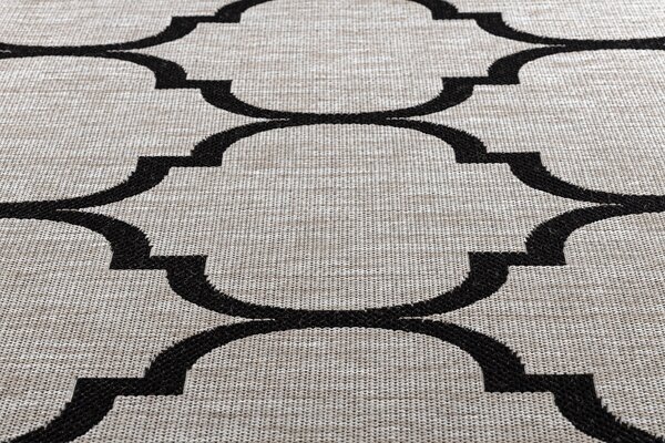 Covor sisal Floorlux 20608 marocani trellis argintiu si negru