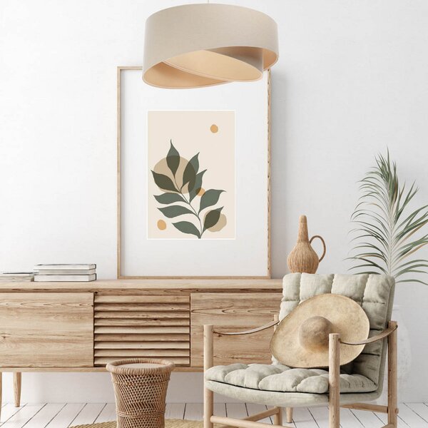 Maco Design Lampă suspendată Boho, crem/bej, Ø 50 cm, înălțime 23 in, reglabil, Bej, Camera de zi / sufragerie, Țesătură / Textil