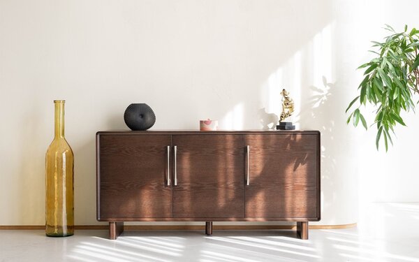 Comodă lemn masiv nuc Cooper, 160 × 42,5 × 78 cm