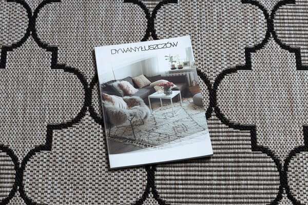 Covor sisal Floorlux 20607 marocani trellis argintiu si negru