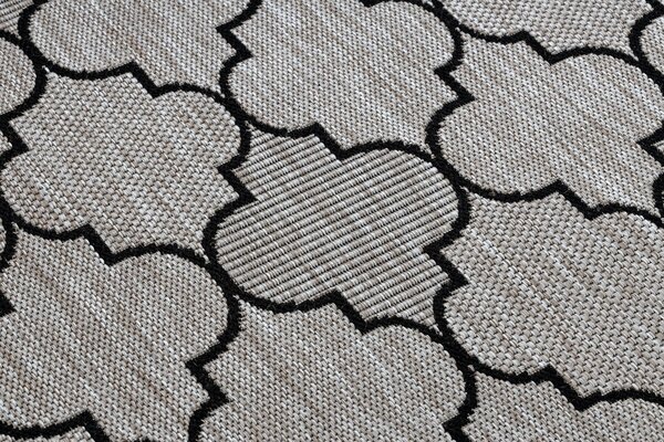 Covor sisal Floorlux 20607 marocani trellis argintiu si negru
