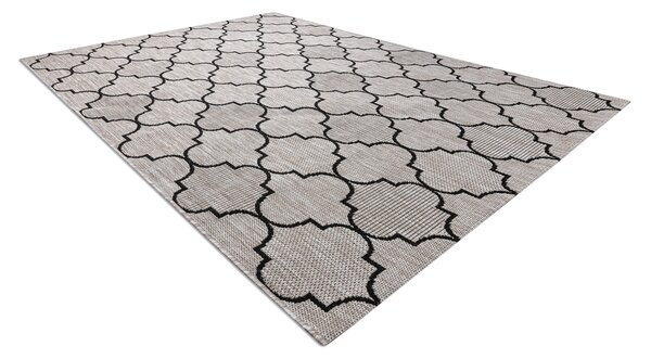 Covor sisal Floorlux 20607 marocani trellis argintiu si negru