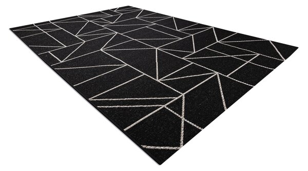 Covor sisal Floorlux 20605 negru si argint Triunghiuri, Geometric