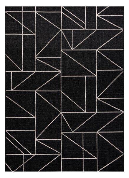 Covor sisal Floorlux 20605 negru si argint Triunghiuri, Geometric