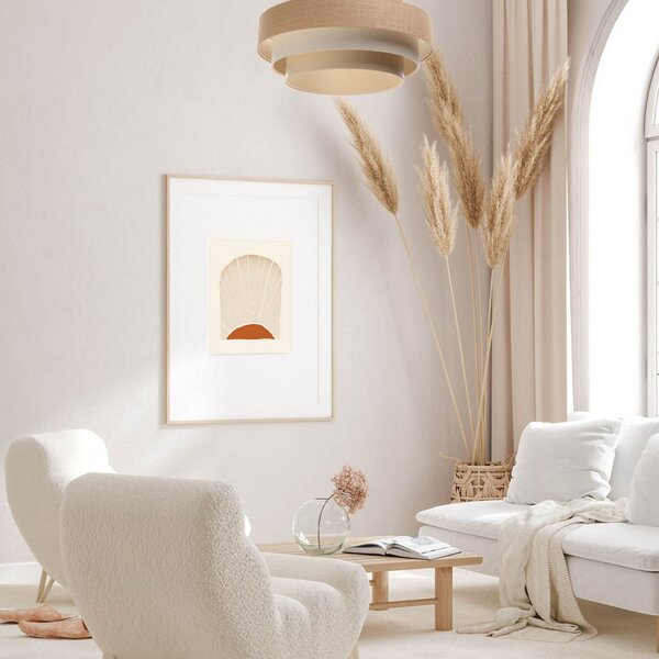 Maco Design Lampă suspendată Boho, crem/bej, Ø 60 cm, înălțime 20 iută, reglabil, Bej, Camera de zi / sufragerie, Țesătură / Textil