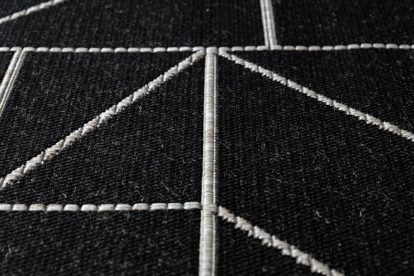Covor sisal Floorlux 20605 negru si argint Triunghiuri, Geometric