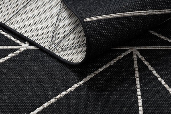 Covor sisal Floorlux 20605 negru si argint Triunghiuri, Geometric