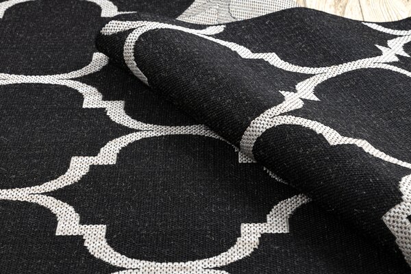 Covor sisal Floorlux 20608 marocani trellis negru si argintiu
