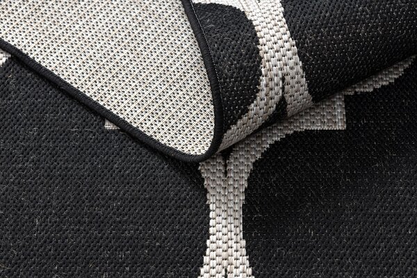 Covor sisal Floorlux 20608 marocani trellis negru si argintiu