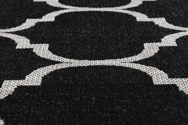 Covor sisal Floorlux 20608 marocani trellis negru si argintiu