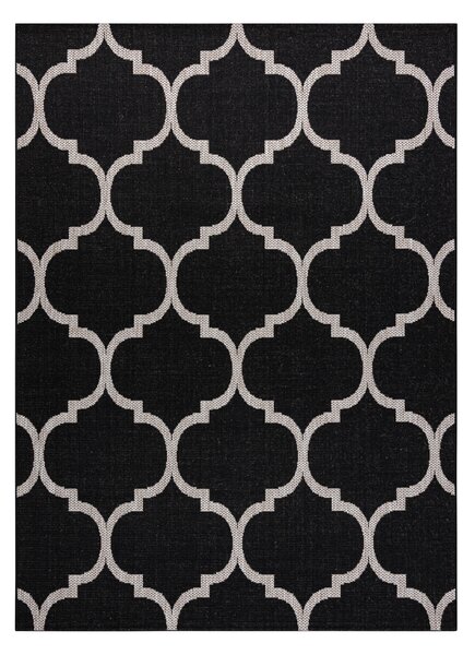 Covor sisal Floorlux 20608 marocani trellis negru si argintiu