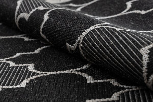 Covor sisal Floorlux 20607 marocani trellis negru si argintiu