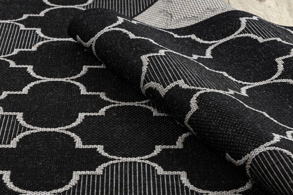 Covor sisal Floorlux 20607 marocani trellis negru si argintiu