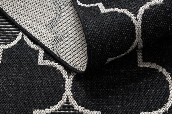 Covor sisal Floorlux 20607 marocani trellis negru si argintiu