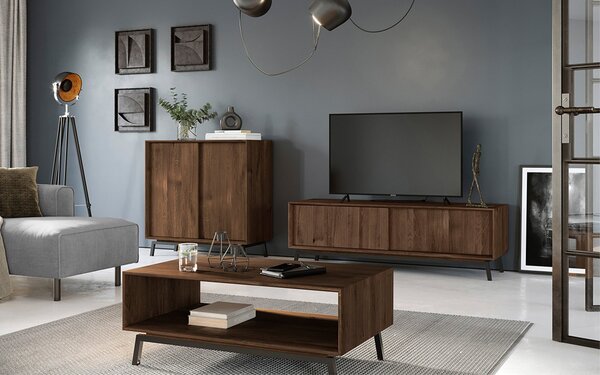 Comodă TV stejar masiv Madison, 200 × 50 × 52 cm