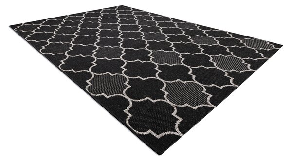 Covor sisal Floorlux 20607 marocani trellis negru si argintiu