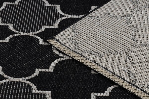 Covor sisal Floorlux 20607 marocani trellis negru si argintiu