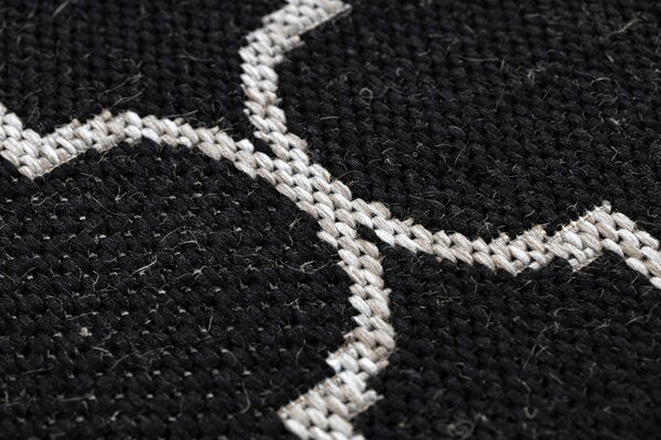 Covor sisal Floorlux 20607 marocani trellis negru si argintiu