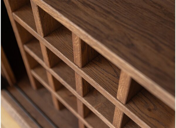 Comodă stejar masiv Bar Madison și Sticlă, 101 × 45 × 101 cm