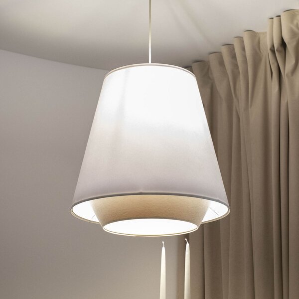 Maco Design Sensei doblo lampă suspendată, alb/bej, Ø 50 cm, textil, reglabil, Alb, Camera de zi / sufragerie, Țesătură / Textil