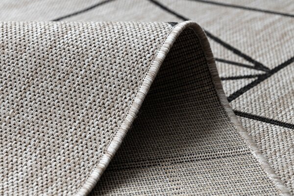 Covor sisal Floorlux 20605 argint si negru, bej Triunghiuri, Geometric