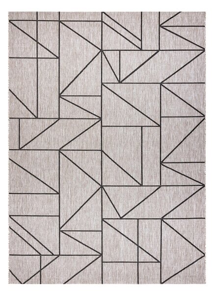 Covor sisal Floorlux 20605 argint si negru, bej Triunghiuri, Geometric