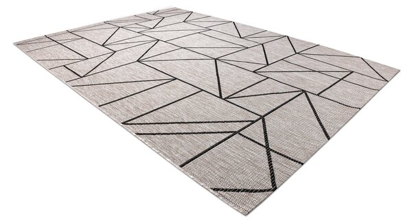 Covor sisal Floorlux 20605 argint si negru, bej Triunghiuri, Geometric