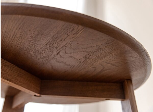 Măsuță lemn masiv nuc rotundă Monte finisaj Ø71×34 cm