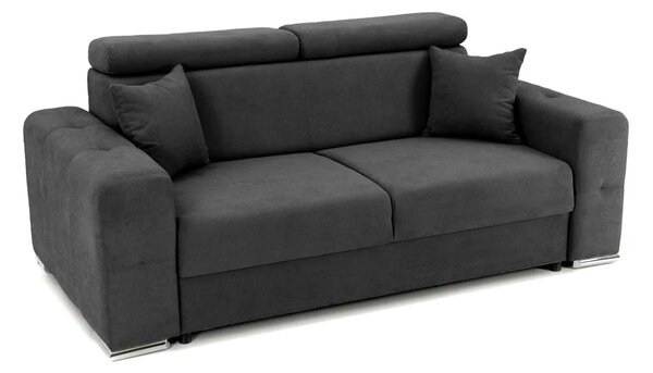 Canapea Fixă 2 locuri BELLAGIO, cu tetiere reglabile, 205x100x100 cm, Gri-Inchis-Enjoy