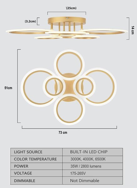 Candelabru Astralis Auriu, 35W LED cu 3 culori de lumină