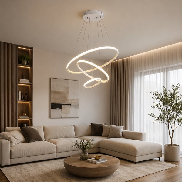 Candelabru Eloria Alb, 36W/70W LED cu 3 culori de lumină