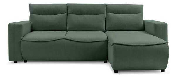 Colțar Extensibil HALSON, cu ladă de depozitare, șezlong interschimbabil, 260x160x98 cm, Stanga / Verde-Fjord