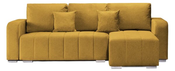 Colțar Extensibil DIEGO, cu lada depozitare, sezlong interschimbabil, 240x147x85cm, Galben-Olive-Whisper / Stanga