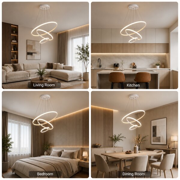 Candelabru Eloria Alb, 36W/70W LED cu 3 culori de lumină