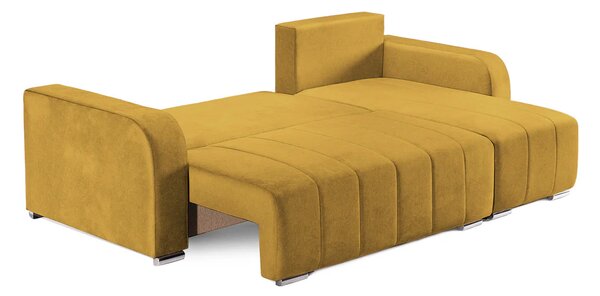 Colțar Extensibil DIEGO, cu lada depozitare, sezlong interschimbabil, 240x147x85cm, Galben-Olive-Whisper / Dreapta