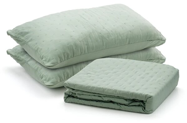 Set Cuvertura Eleganta 3 Piese - 220x240 cm + 2 Fete de Perna 50x70 cm Mint
