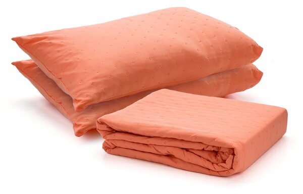 Set Cuvertura Eleganta 3 Piese - 220x240 cm + 2 Fete de Perna 50x70 cm Orange