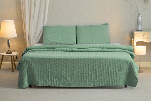 Set Cuvertura Eleganta 3 Piese - 220x240 cm + 2 Fete de Perna 50x70 cm Mint