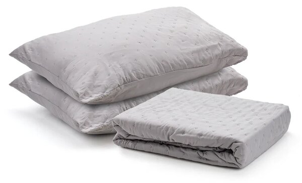 Set Cuvertura Eleganta 3 Piese - 220x240 cm + 2 Fete de Perna 50x70 cm Gri
