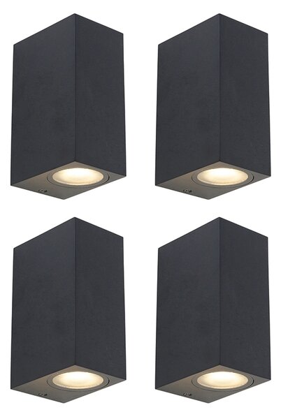 Set de 4 aplice inteligente negre IP44 inclusiv 8 GU10 Wifi - Baleno