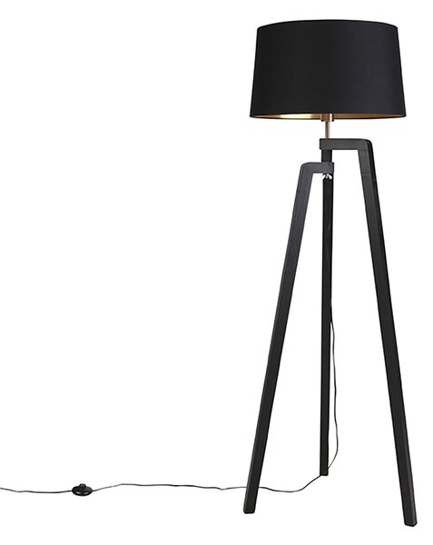 Lampă de podea inteligentă cu abajur negru cu auriu 50 cm inclusiv Wifi A60 - Puros