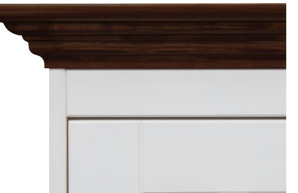 Băncuță lemn masiv nuc cu Ladă Alb-, 112 × 45 × 51 cm