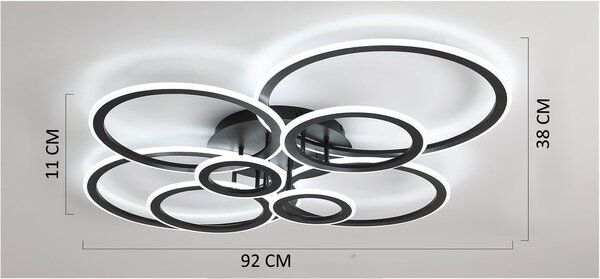 Lustră LED Anastelia – Neagră, 3 culori de lumină
