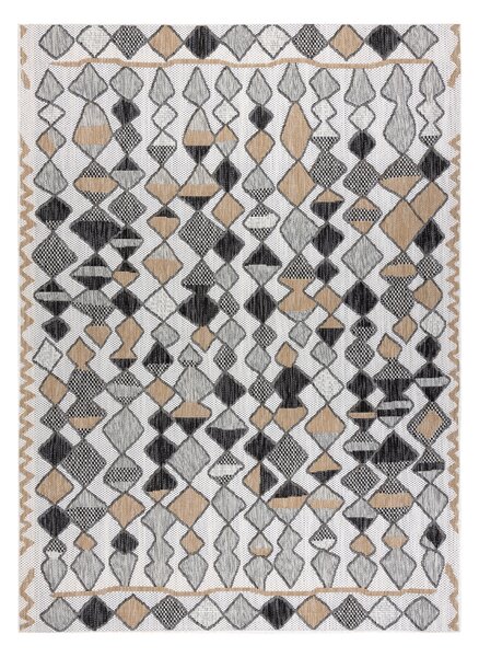 Covor SISAL COOPER Caro, Zigzag 22217 ecru / negru